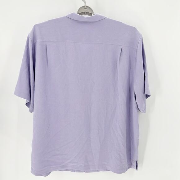 Tommy Bahama ISLANDZONE purple silk blend short sleeve button down size 2XL - Picture 2 of 10